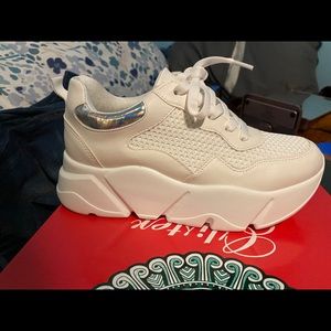 White platform sneakers